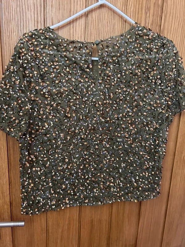 ASOS ASOS size 14 khaki sequin top