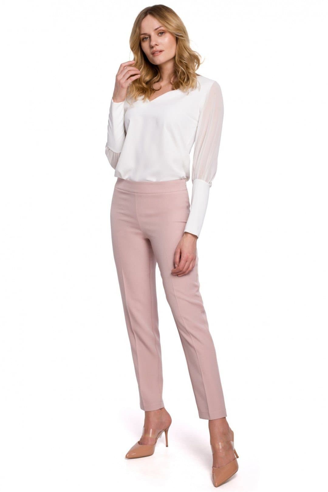 Love Lace Love Lace Women's Straight Cut Trousers with Concealed Zipper in Pink
