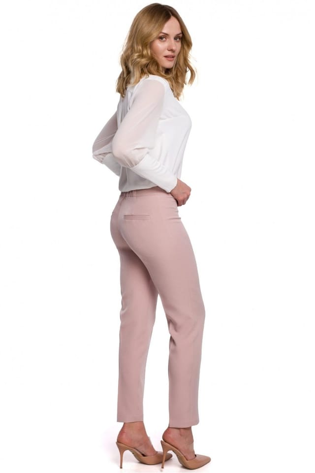 Love Lace Love Lace Women's Straight Cut Trousers with Concealed Zipper in Pink - 2