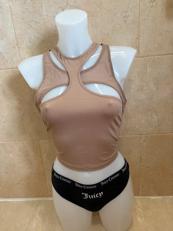 Bershka Bershka cut out mesh details vest top