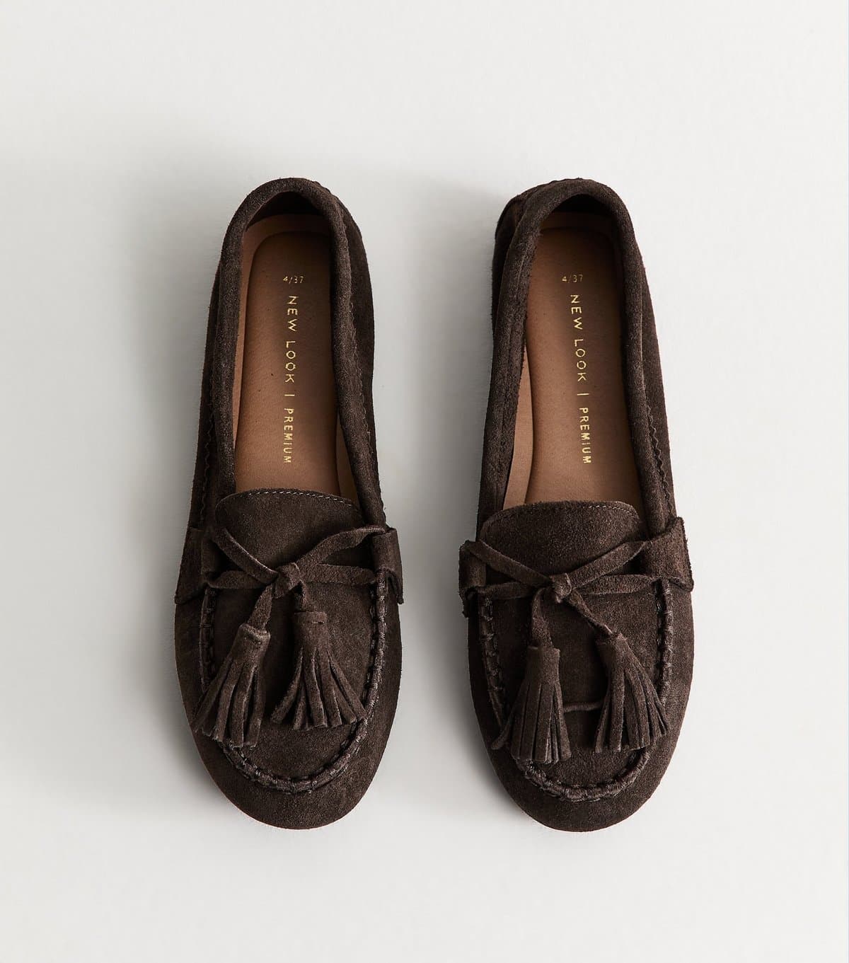 New Look Women's Premium Real Suede Dark Brown Tassel Loafers New Look