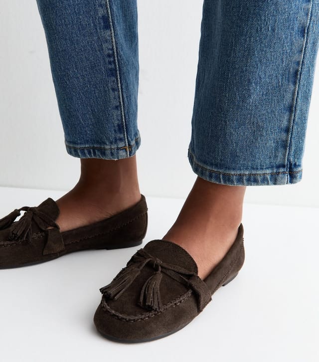 New Look Women's Premium Real Suede Dark Brown Tassel Loafers New Look - 2
