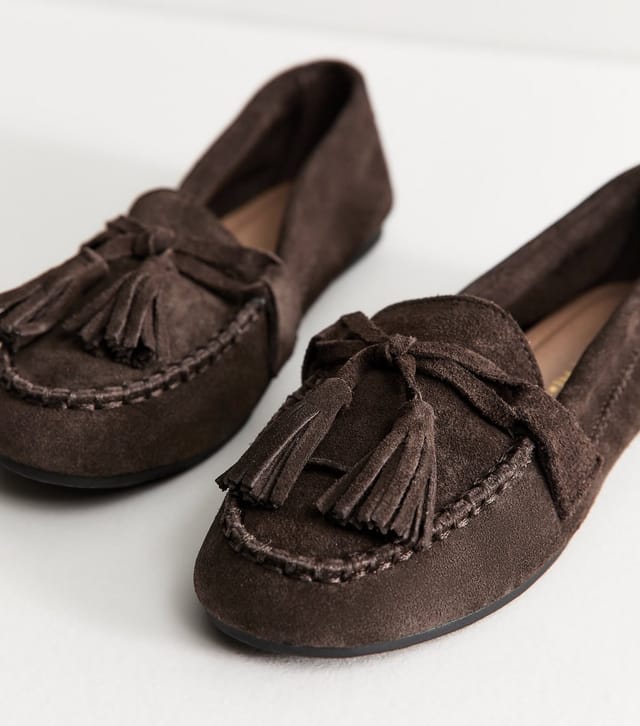 New Look Women's Premium Real Suede Dark Brown Tassel Loafers New Look - 3