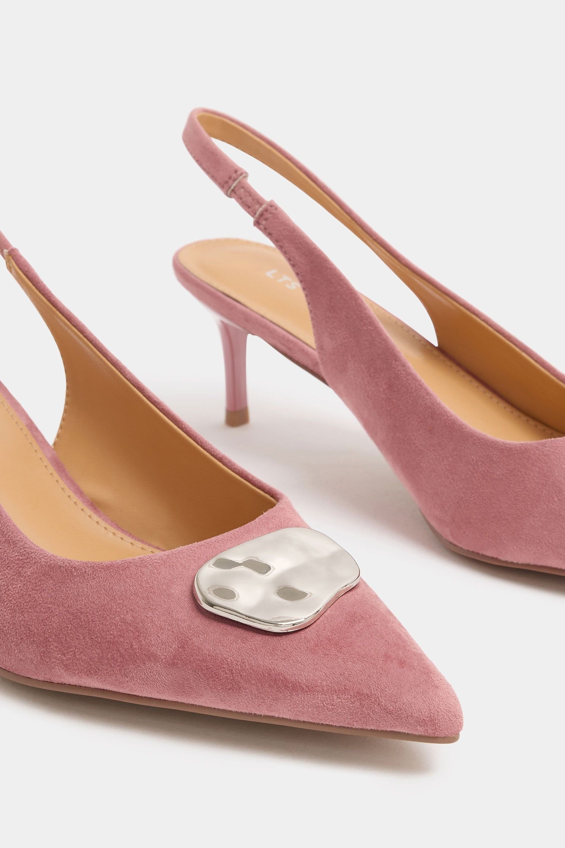 Long Tall Sally Long Tall Sally Women's Hammered Slingback Heels In Standard Fit in Pink - 4