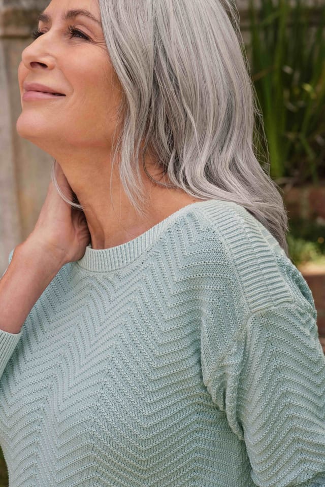 WoolOvers WoolOvers Women's Boat Neck Textured Jumper in Baby Blue - 2