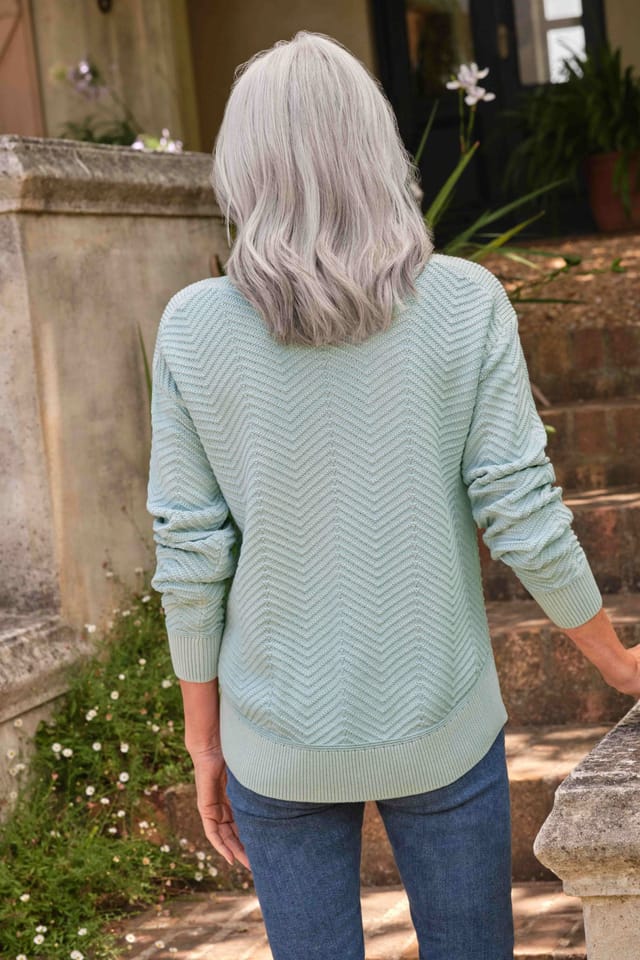 WoolOvers WoolOvers Women's Boat Neck Textured Jumper in Baby Blue - 3