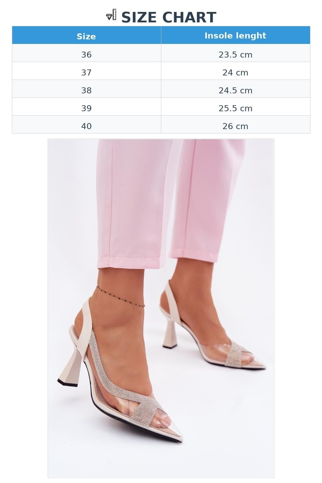 Love Lace Love Lace Women's Elegant Zircon Embellished Transparent Pointed Heel Sandals in Beige - 4