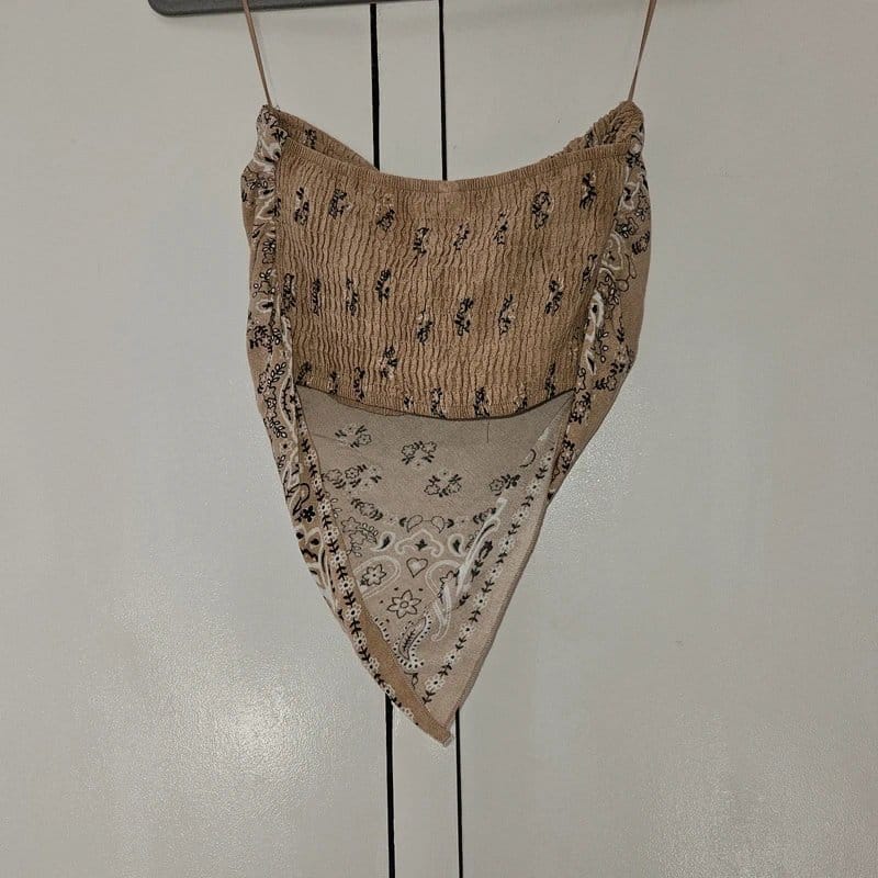 Bershka Beige Bandeau with Shirred Detail