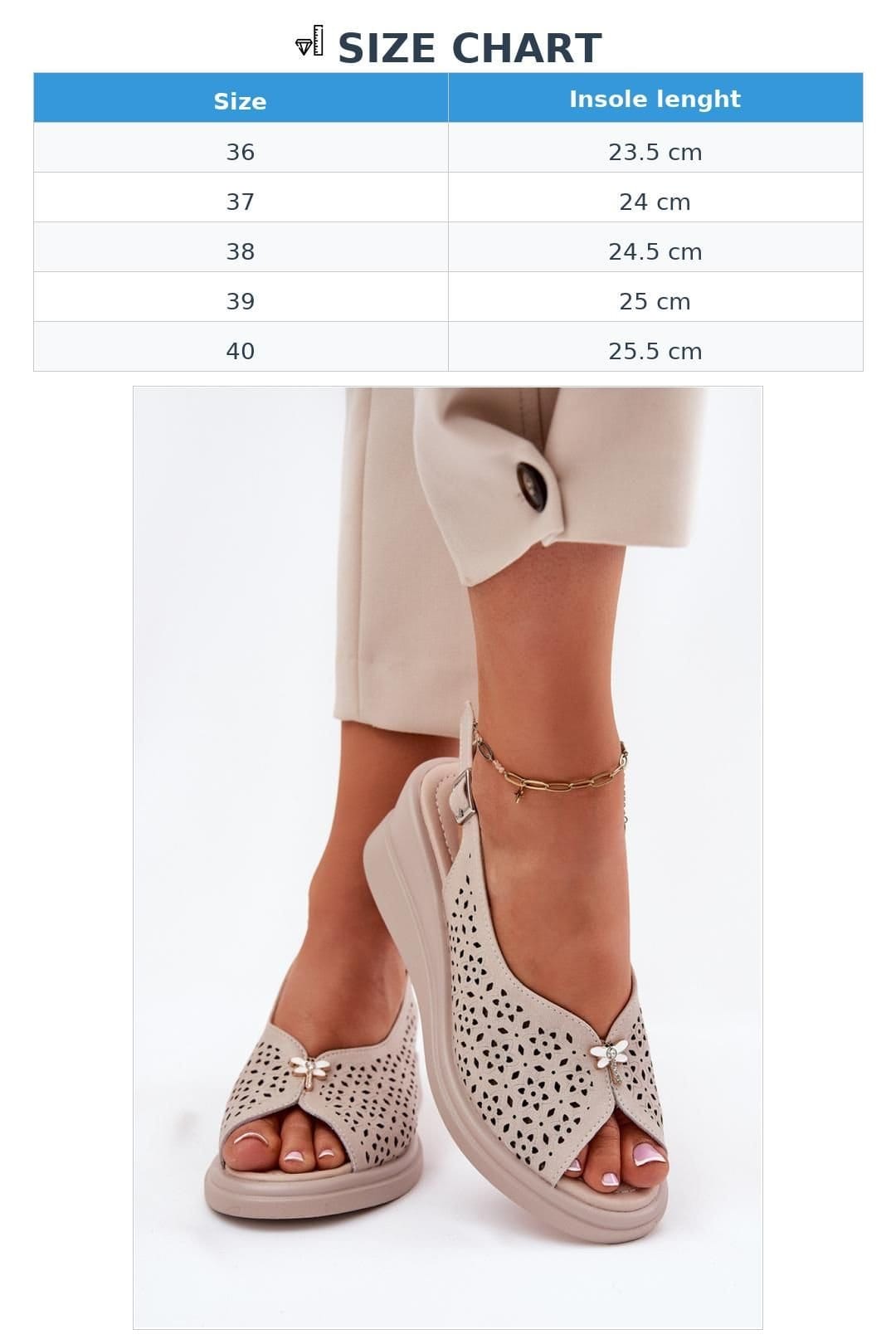 Love Lace Love Lace Women's Openwork Wedge Sandals with Buckle Comfort Insole in Beige - 4