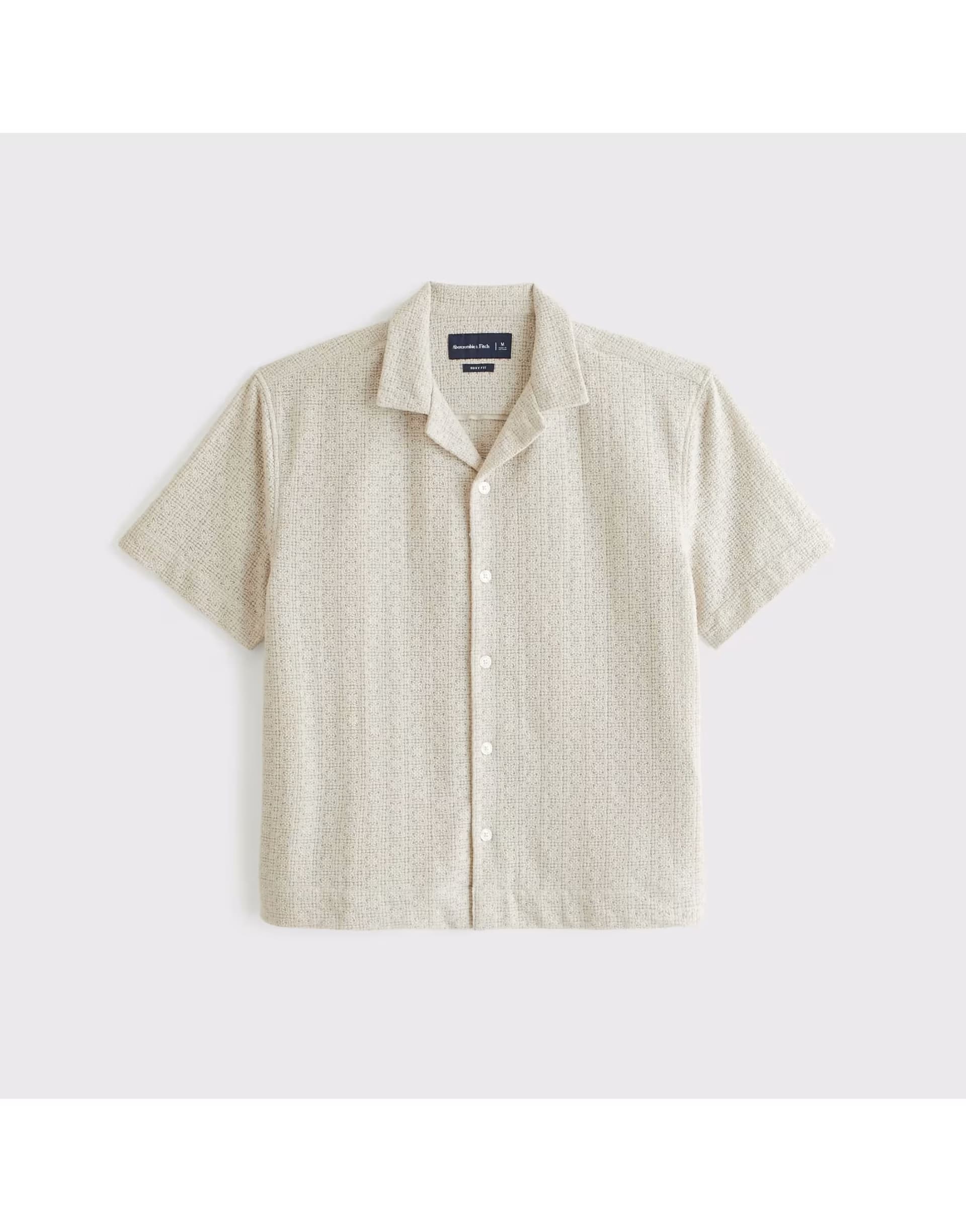 ASOS Abercrombie & Fitch Boxy button-up lace shirt in oatmeal