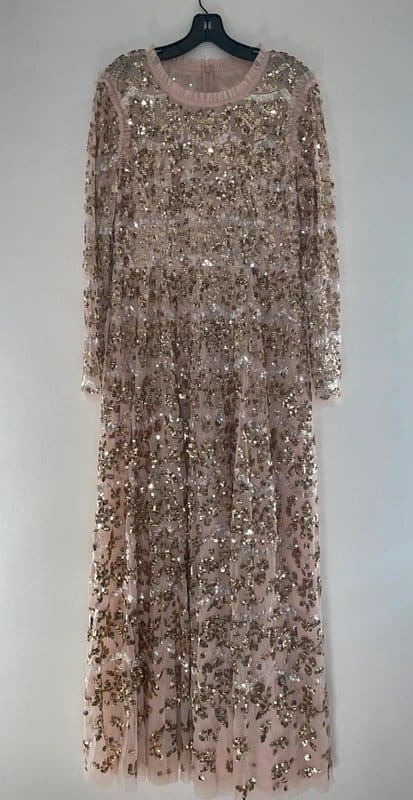 Needle and Thread Needle and Thread Alicia Sequin-Embellished Pink Gold Size UK 16 RRP £1059 - 1