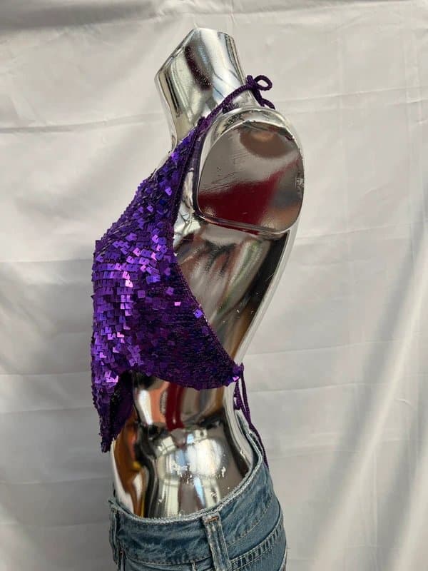 New Look Sequin backless halter neck top