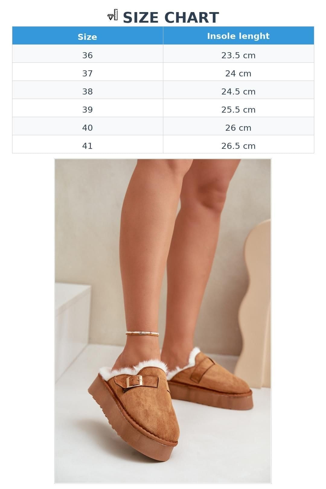 Love Lace Love Lace Women's Thick Sole Insulated Fur Slippers with Gold Buckle Strap in Brown - 4