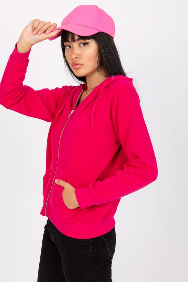 Love Lace Love Lace Women's Long Sleeve Zip Hooded Sweatshirt with Pockets in Pink - 2