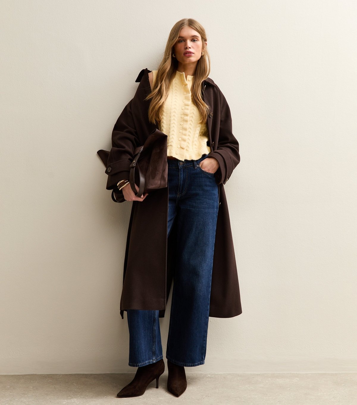 New Look Women's Light Yellow Cable Knit Frill Trimmed Waistcoat New Look - 3