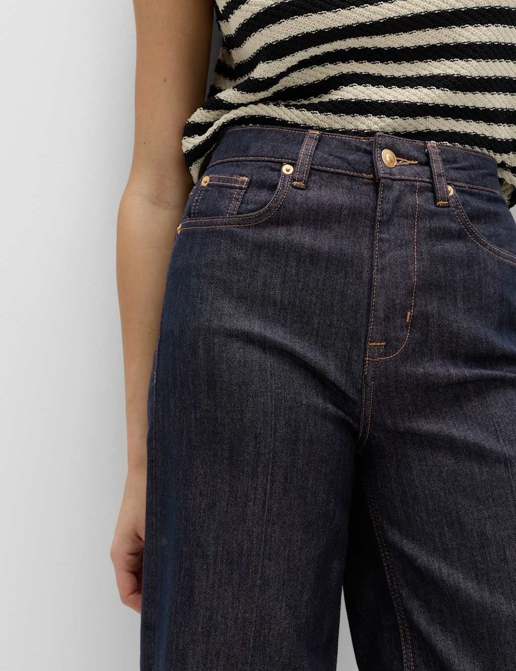 Marks & Spencer M&S High Waisted Smart Wide Leg Jeans Indigo Mix - 2