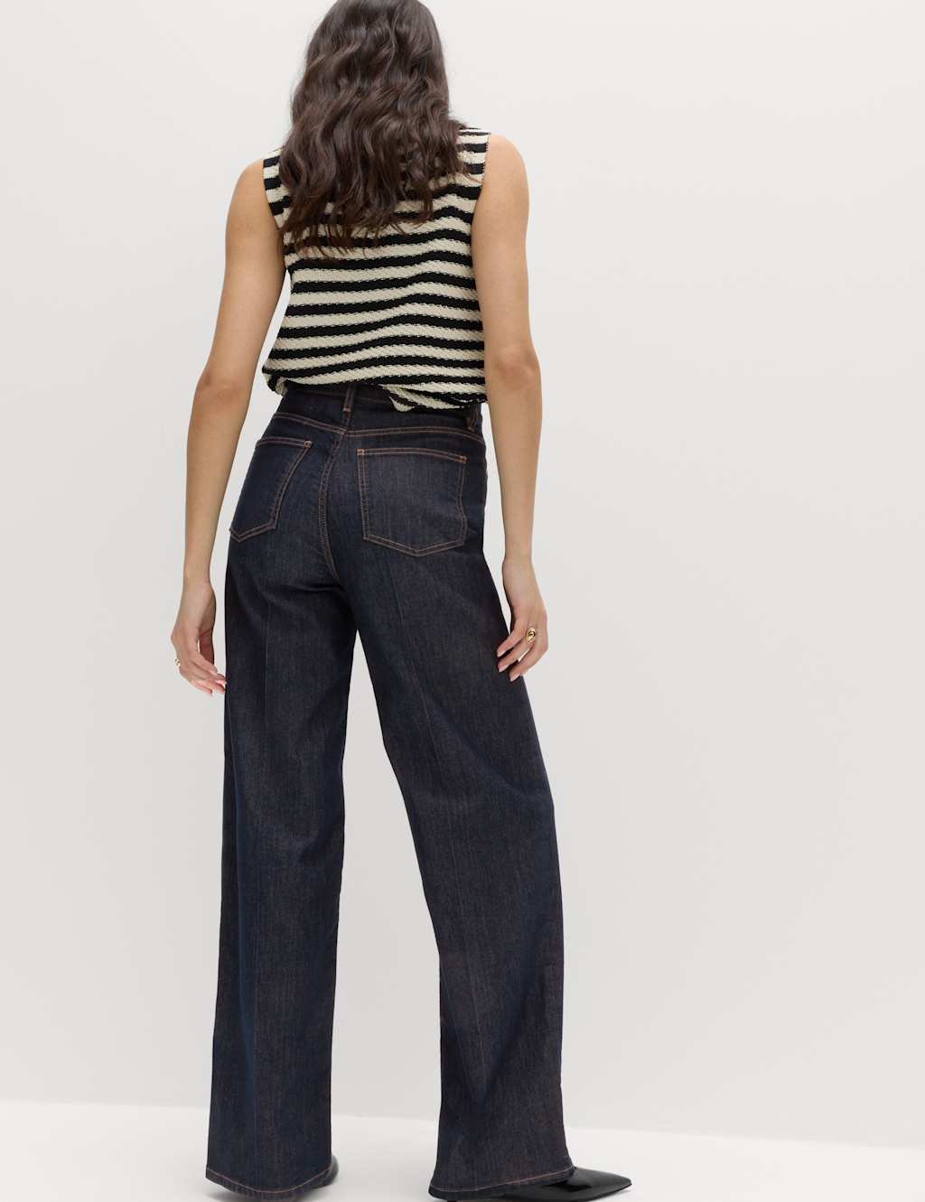 Marks & Spencer M&S High Waisted Smart Wide Leg Jeans Indigo Mix - 3