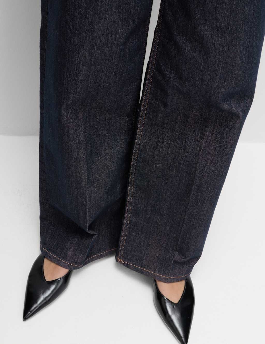Marks & Spencer M&S High Waisted Smart Wide Leg Jeans Indigo Mix - 4