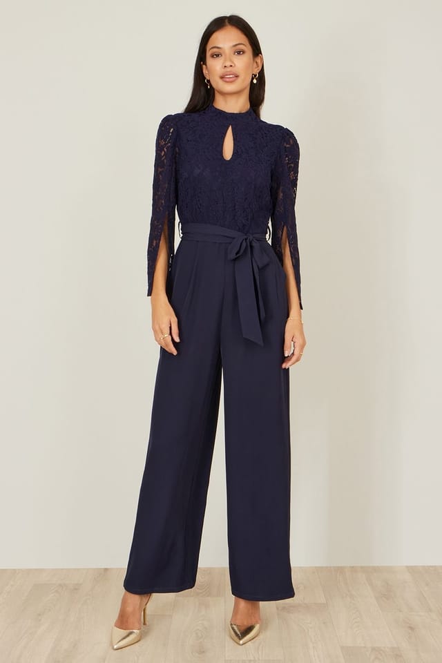 Yumi Yumi Women's Navy Lace Applique Jumpsuit - 2