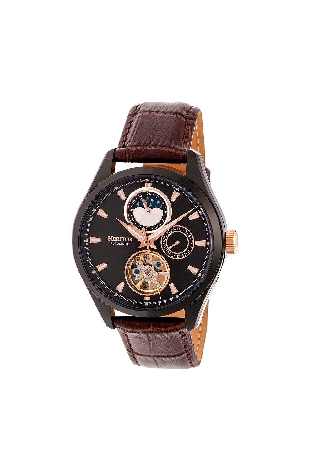 Heritor Automatic Heritor Automatic Men's Sebastian Semi-Skeleton Leather-Band Watch in Brown - 1