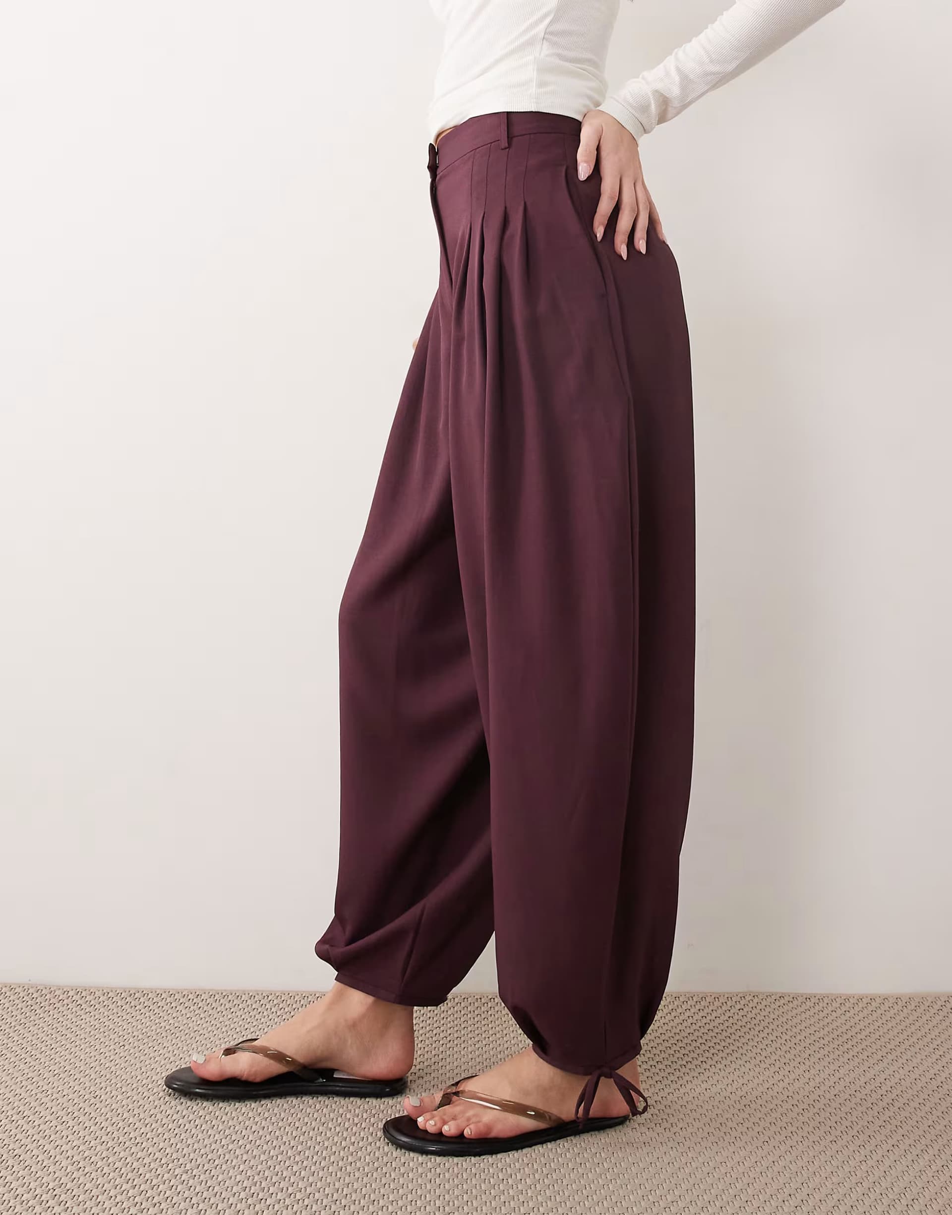 ASOS Miss Selfridge tailored balloon trouser in fig