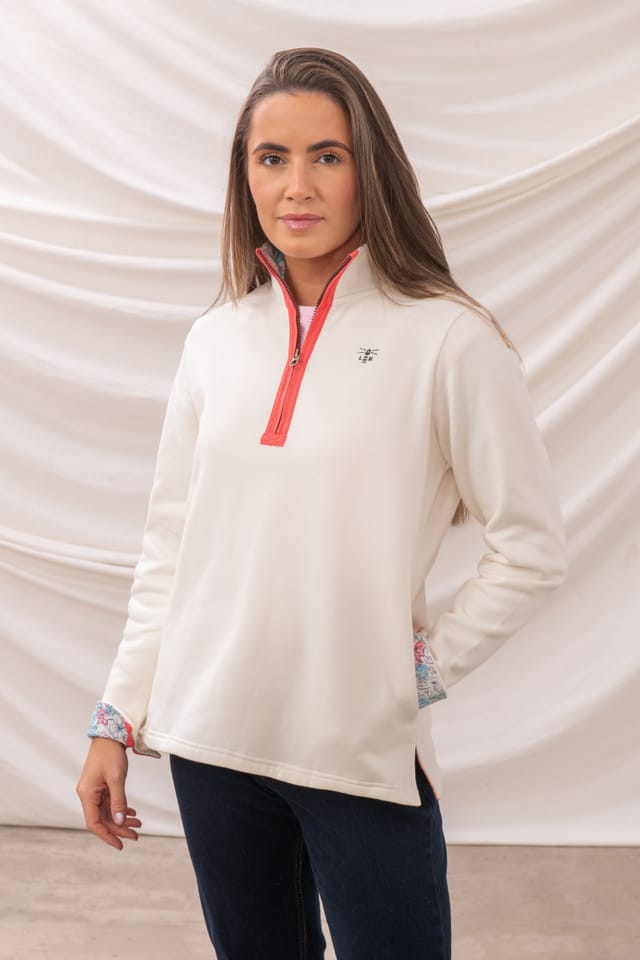 Lighthouse Clothing Lighthouse Clothing Women's Shore Sweatshirt Cotton Funnel Neck Jersey in Medium Beige - 3