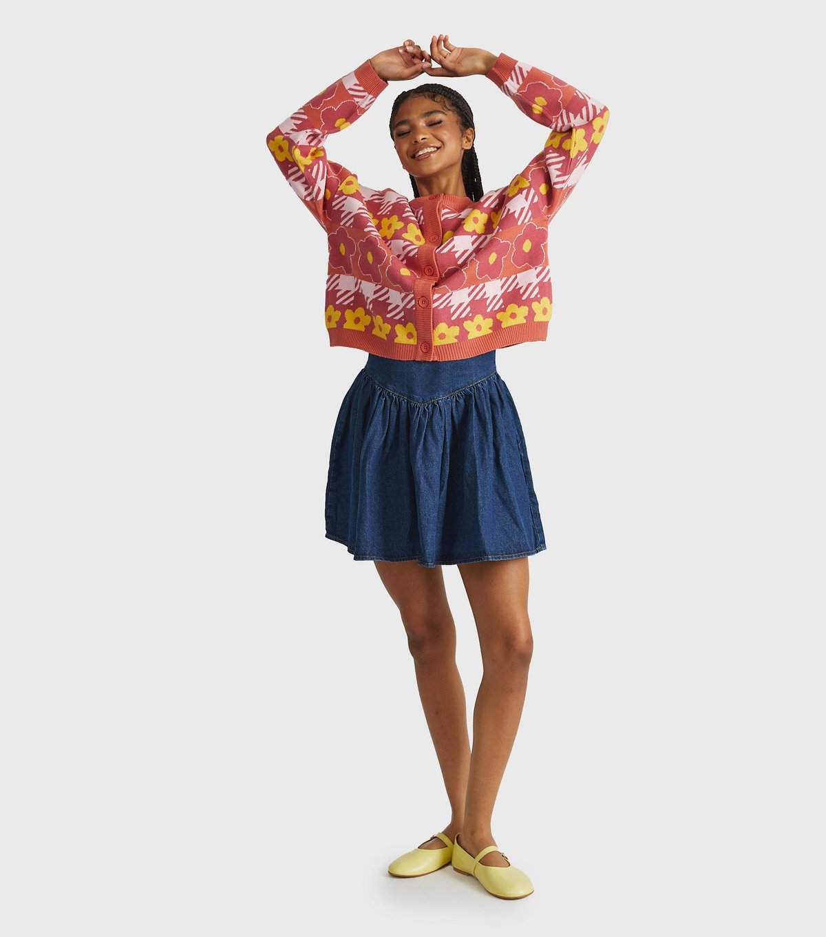 Skinnydip Women's Orange Floral Check Oversized Cardigan Skinnydip New Look - 2