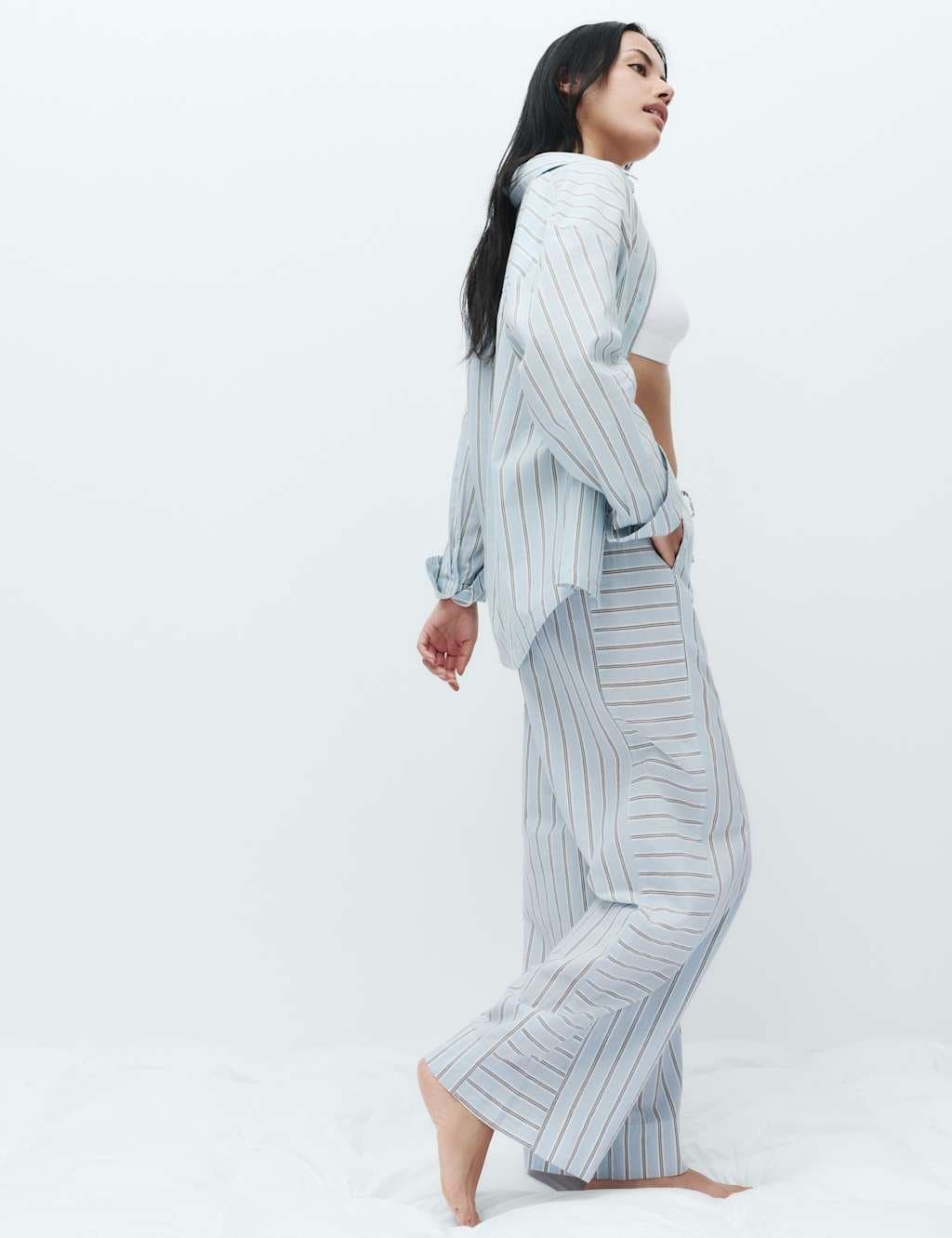 Marks & Spencer M&S Blue Mix Striped Pyjama Bottoms