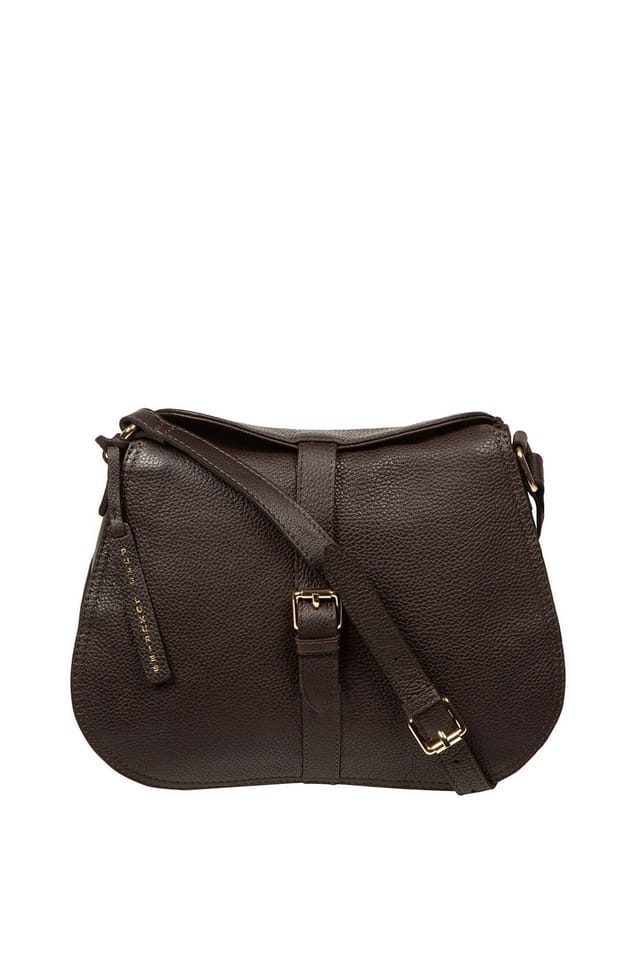 Pure Luxuries London Pure Luxuries London Women's 'Soraya' Leather Cross Body Bag in Dark Brown - 2