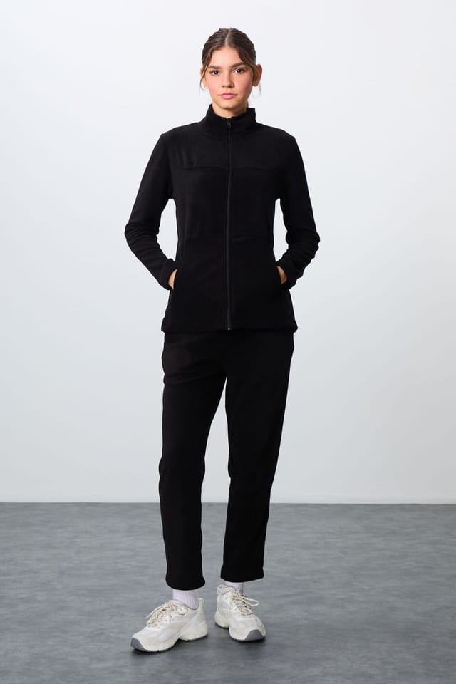 Tommy Life Tommy Life Women's Long-Sleeve Zipper Tracksuit Set in Black - 2