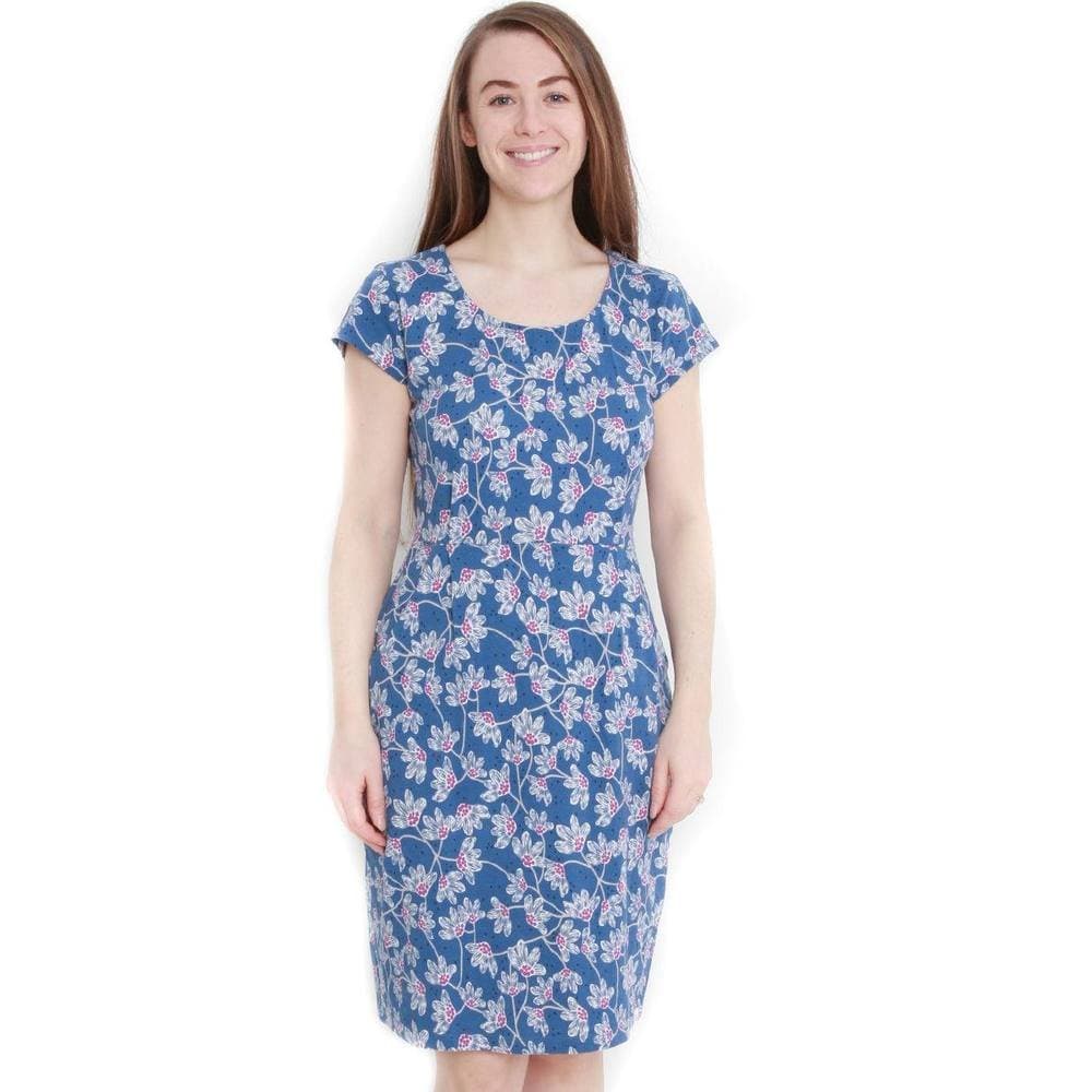 Lazy Jacks Lazy Jacks Women's Wildflower Capped Sleeved Dress in Blue