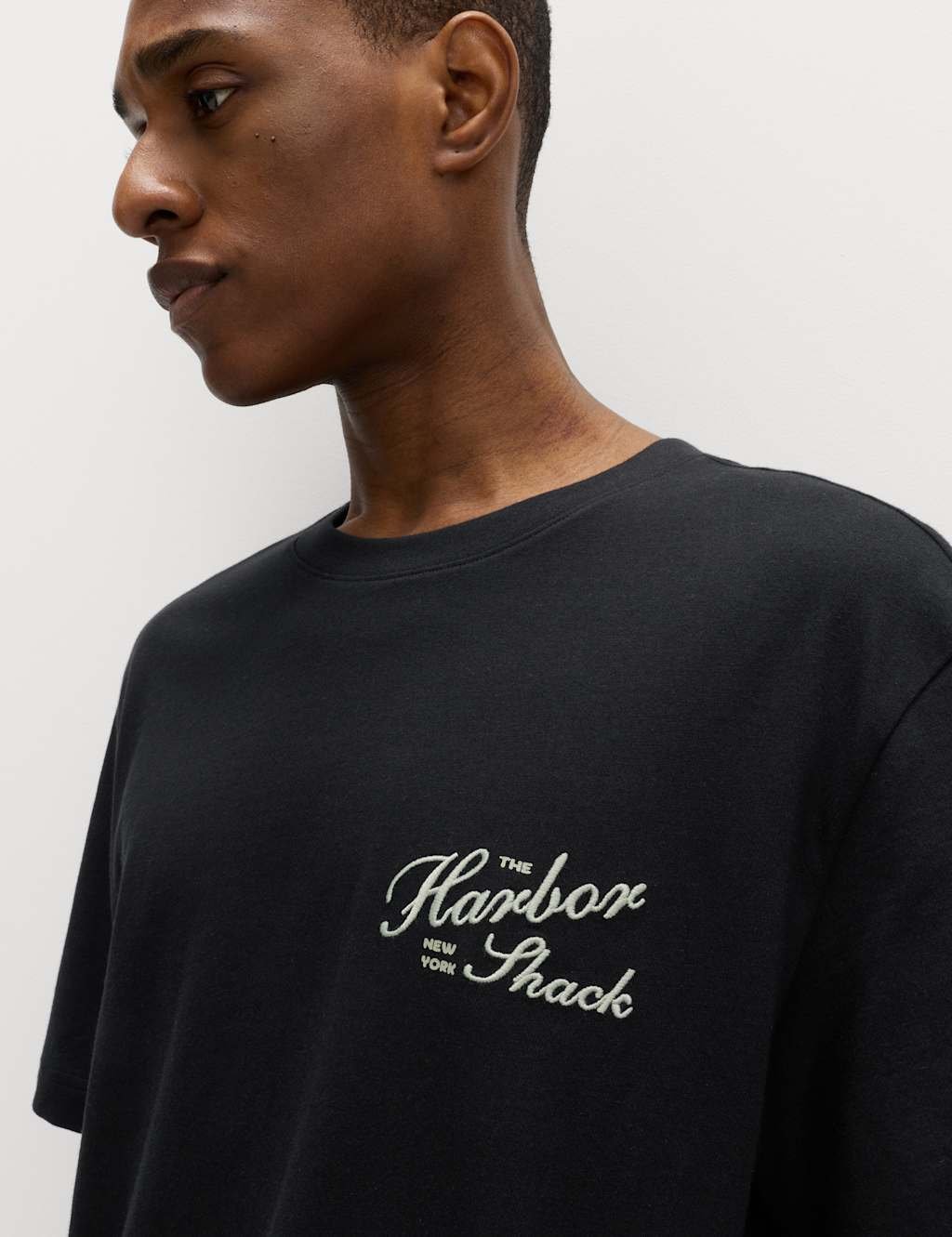 Marks & Spencer M&S Pure Cotton Harbor Shack Graphic T-Shirt Black - 2