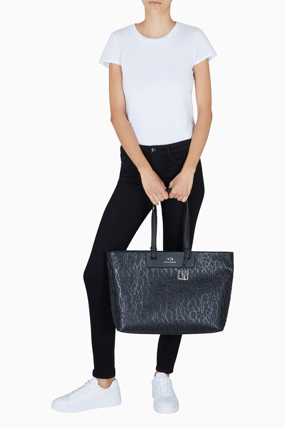 Armani Exchange Armani Exchange Women's Liz EmbossedAll Over Logo Shopper Black - 4