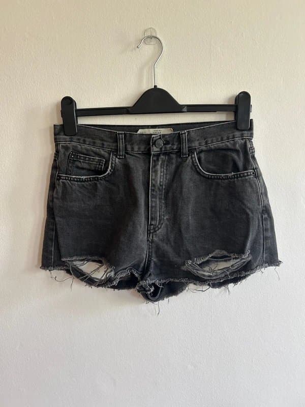 Topshop Topshop black high waisted denim shorts size 12