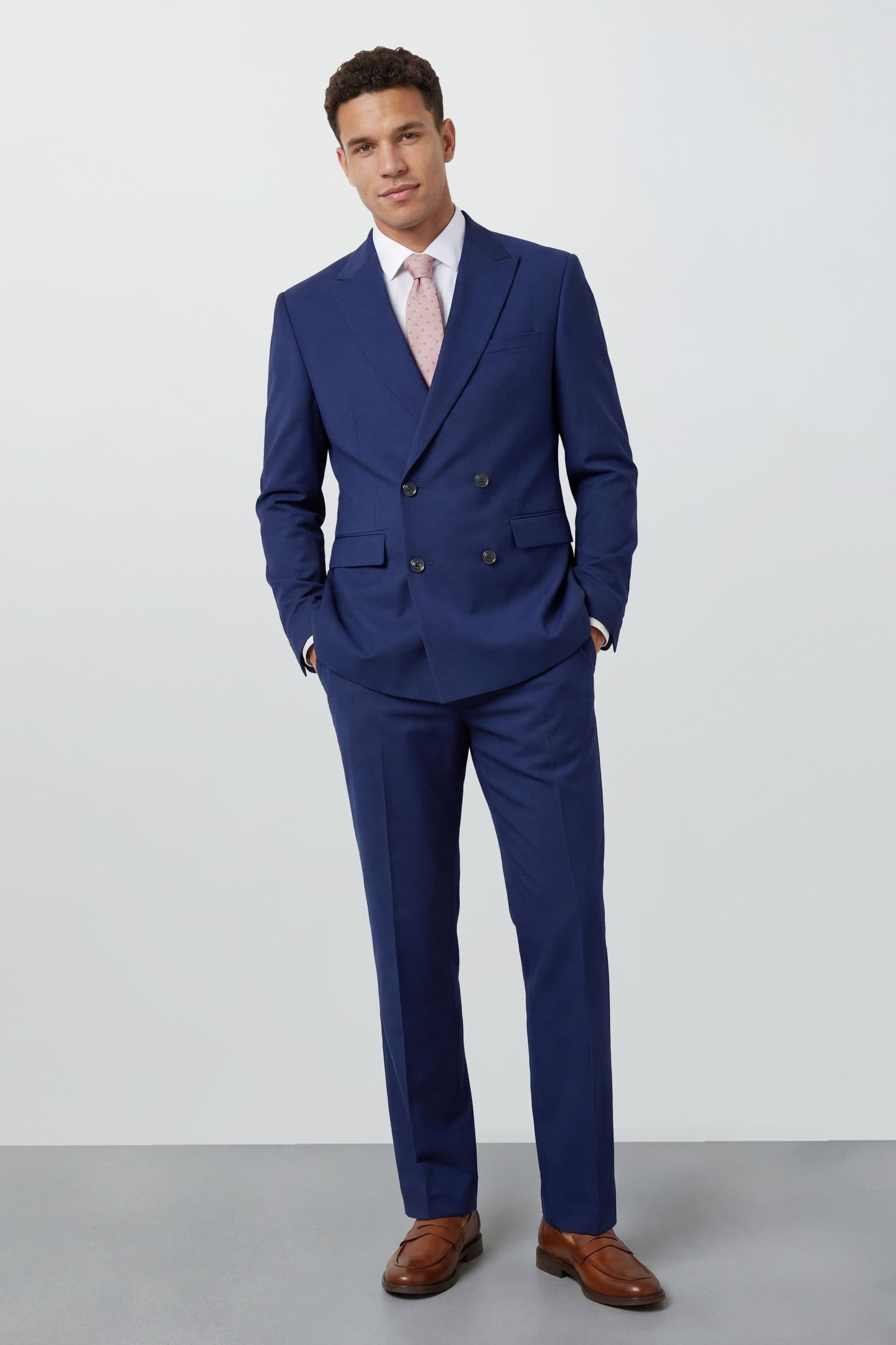 Burton Burton Men's French Navy Double Breasted Blazer in Dark Blue