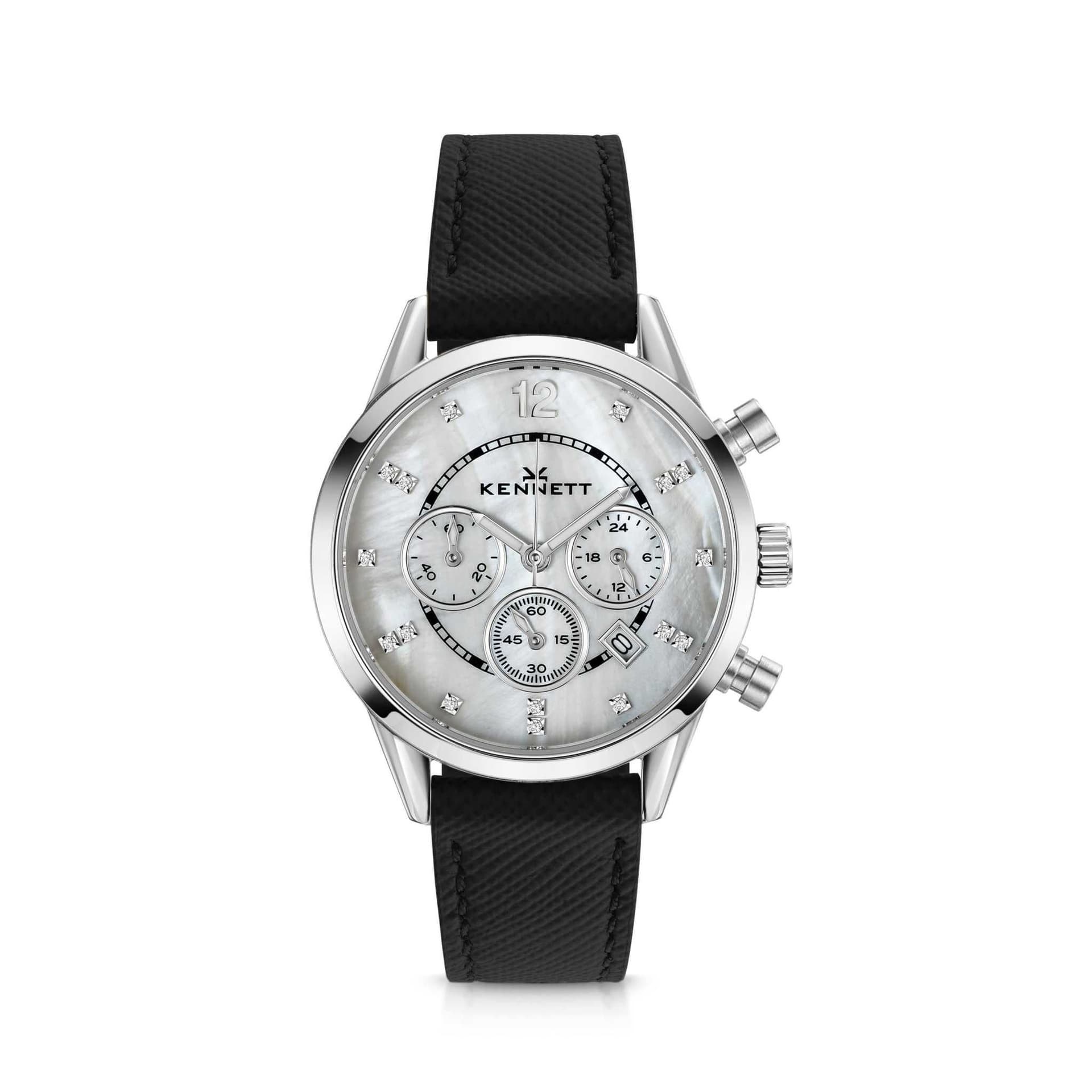 Kennett Kennett Women's Lady Savro Chronograph Watch - Mother of Pearl Dial, 34mm in Black