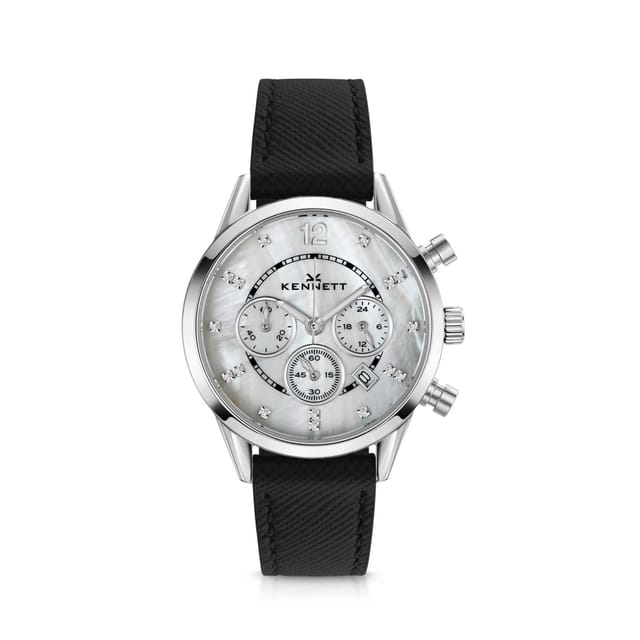 Kennett Kennett Women's Lady Savro Chronograph Watch - Mother of Pearl Dial, 34mm in Black - 2