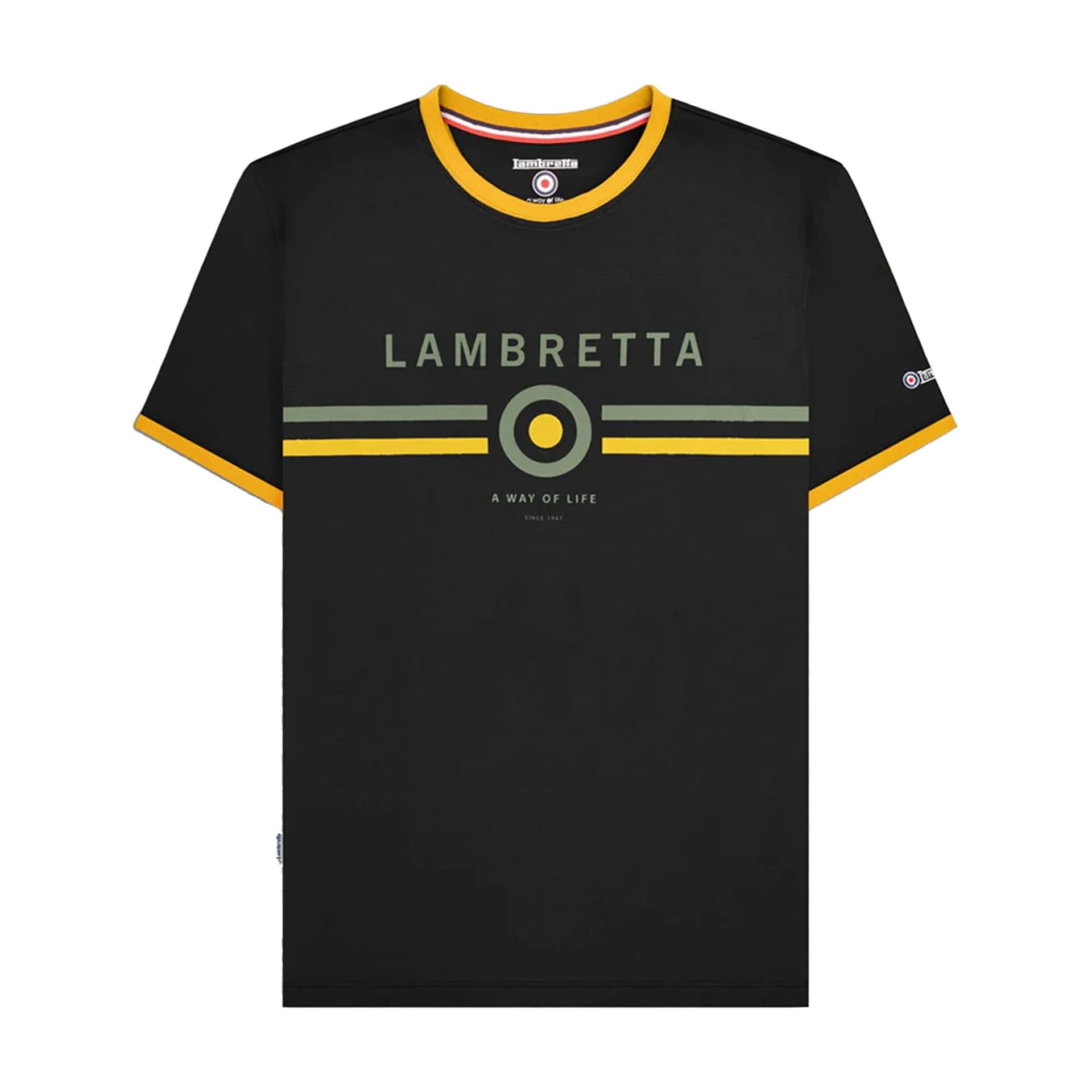 Lambretta Lambretta Men's Target Ringer T-Shirt in Black