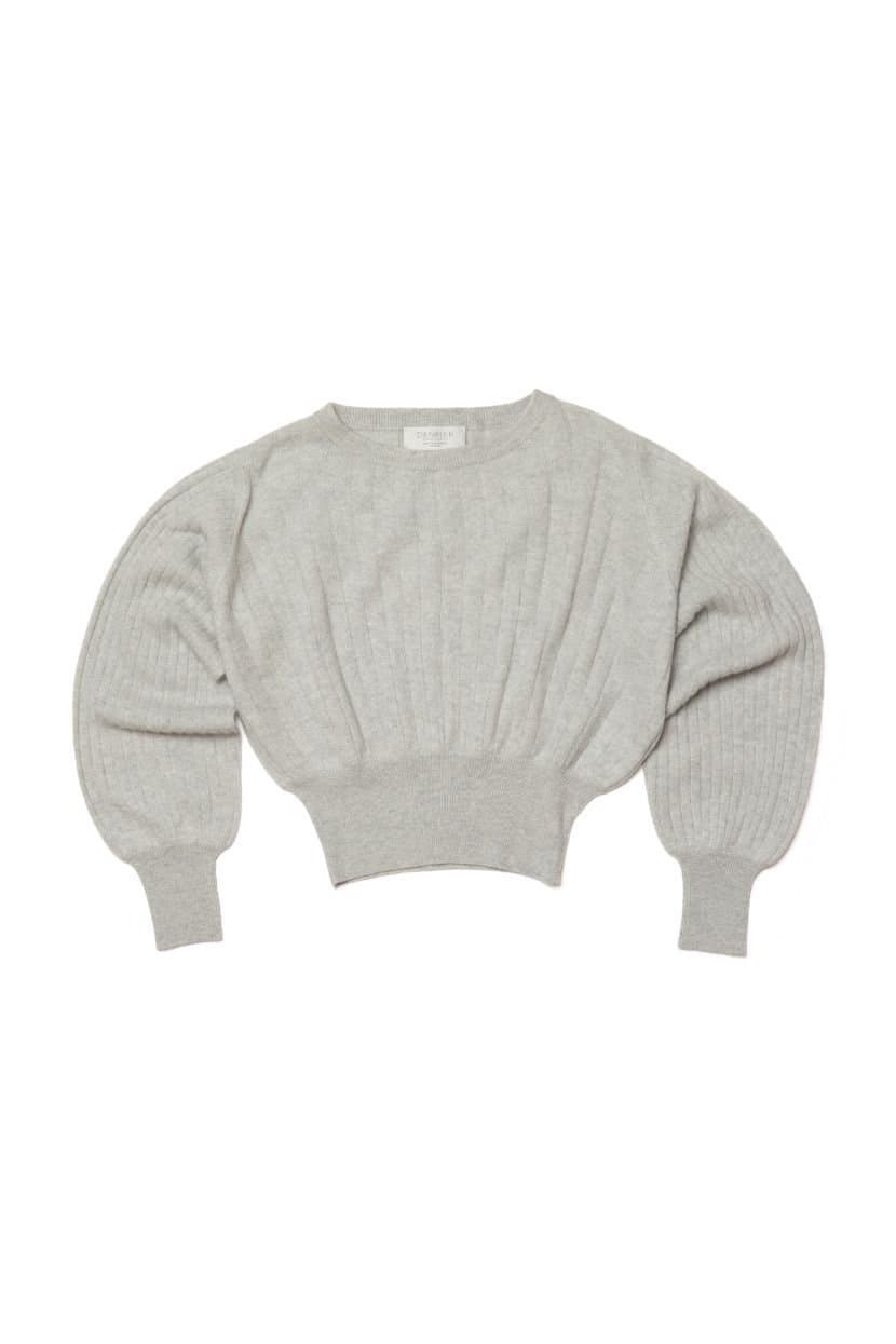 Denner Cashmere Denner Cashmere Light Grey Ribbed Crew Top