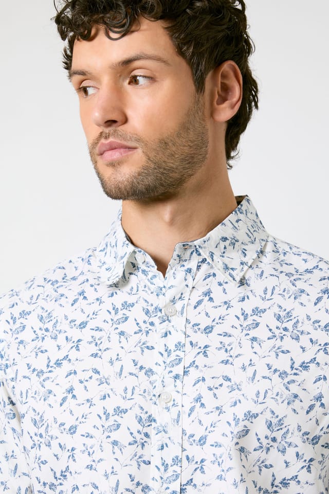 Maine Maine Men's Off White Floral Print Long Sleeve Shirt in Off-White - 2