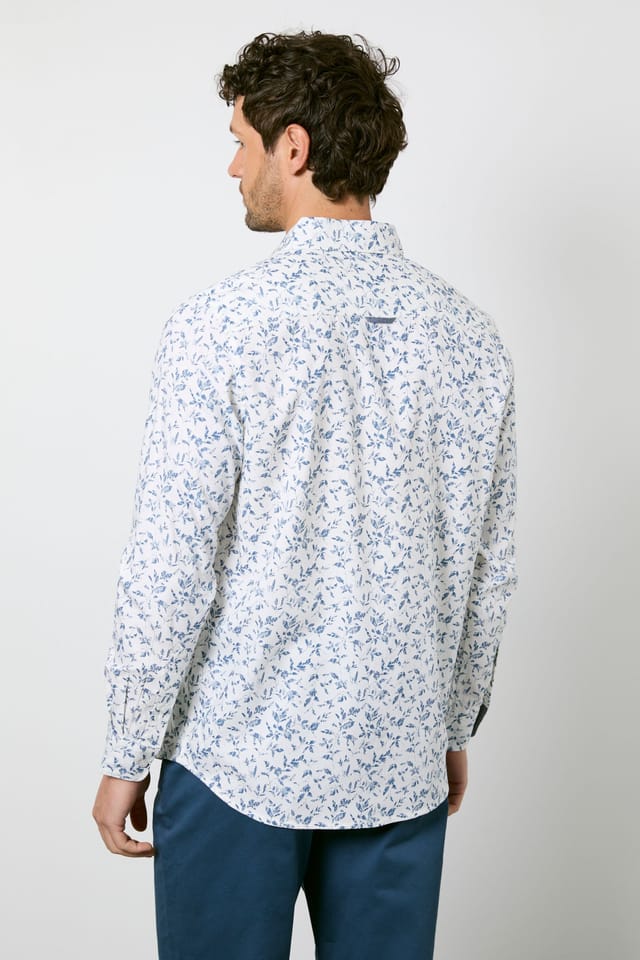Maine Maine Men's Off White Floral Print Long Sleeve Shirt in Off-White - 3