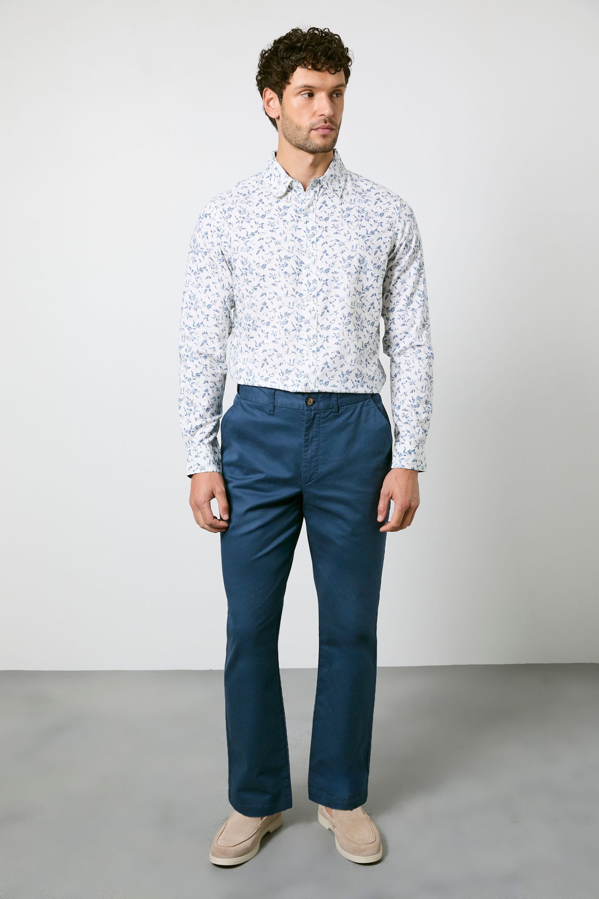 Maine Maine Men's Off White Floral Print Long Sleeve Shirt in Off-White - 4