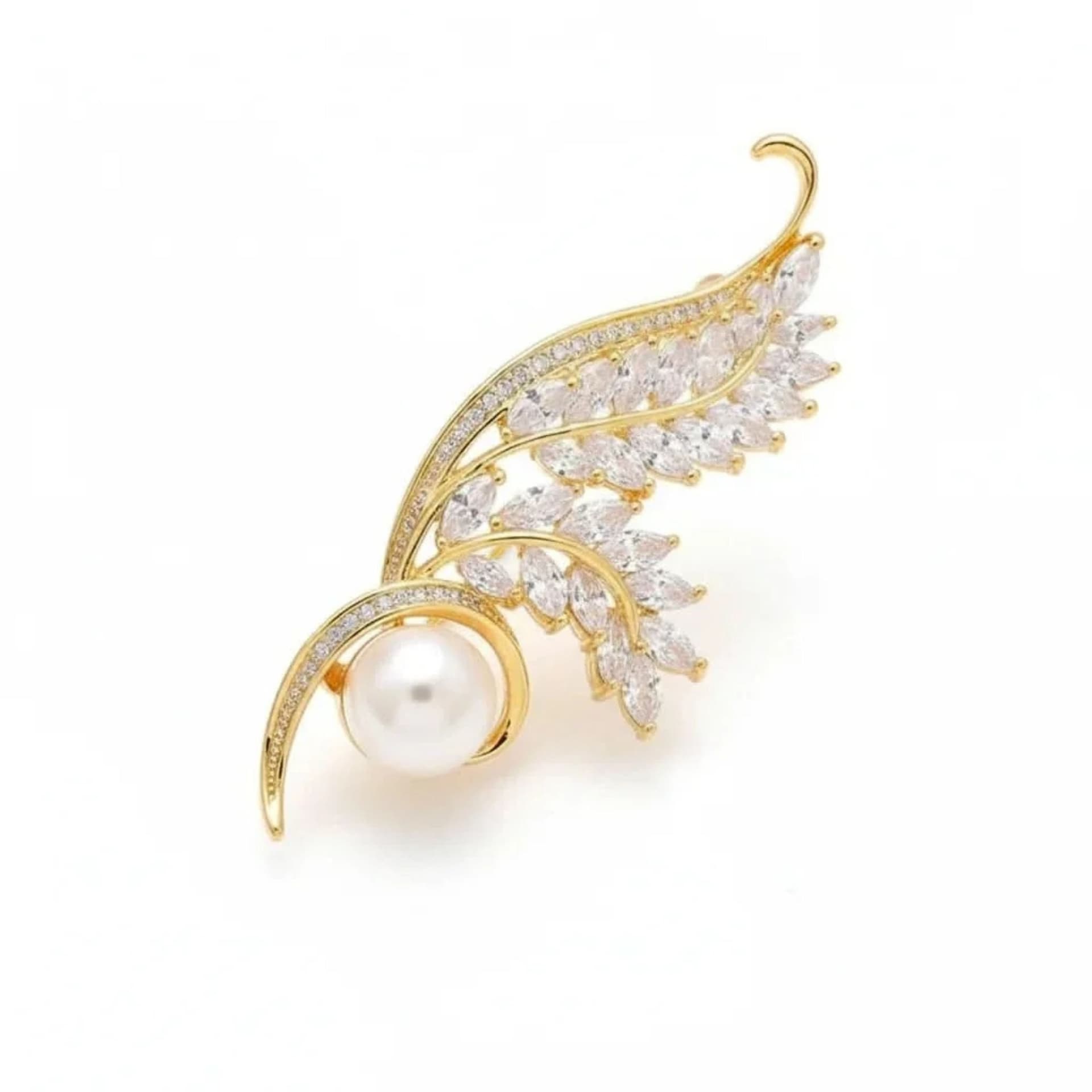 Angel Barocco Angel Barocco Women's Natural Pearl Zircon Wheat Brooch