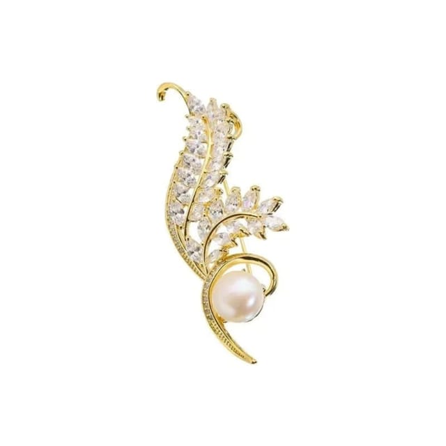 Angel Barocco Angel Barocco Women's Natural Pearl Zircon Wheat Brooch - 2