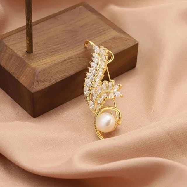 Angel Barocco Angel Barocco Women's Natural Pearl Zircon Wheat Brooch - 3