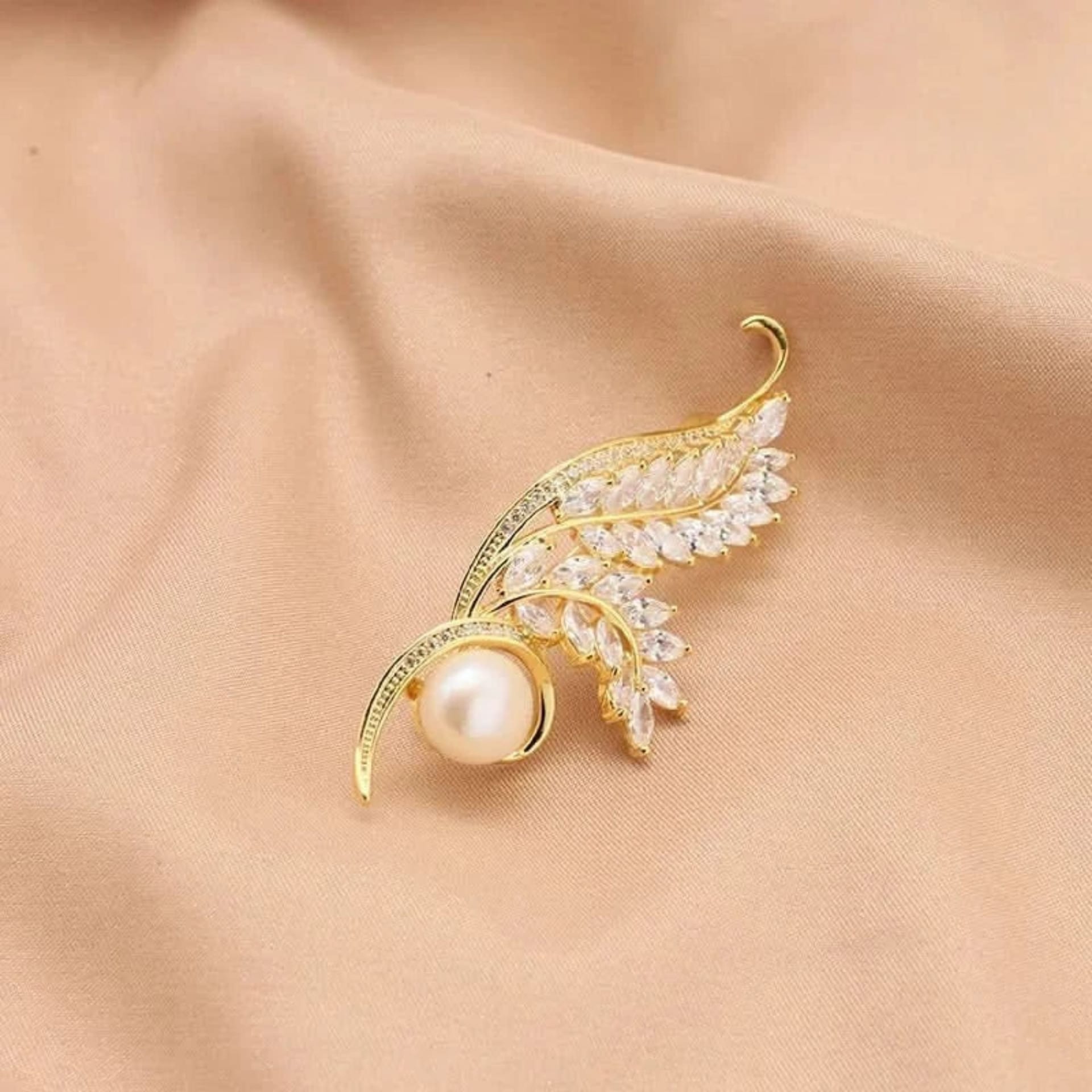 Angel Barocco Angel Barocco Women's Natural Pearl Zircon Wheat Brooch - 4