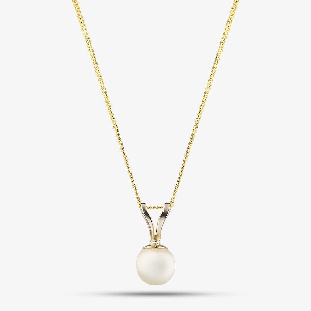 T.H.Baker T.H.Baker Women's 9ct Yellow Gold Akoya Pearl Pendant Necklace PNZ105CM