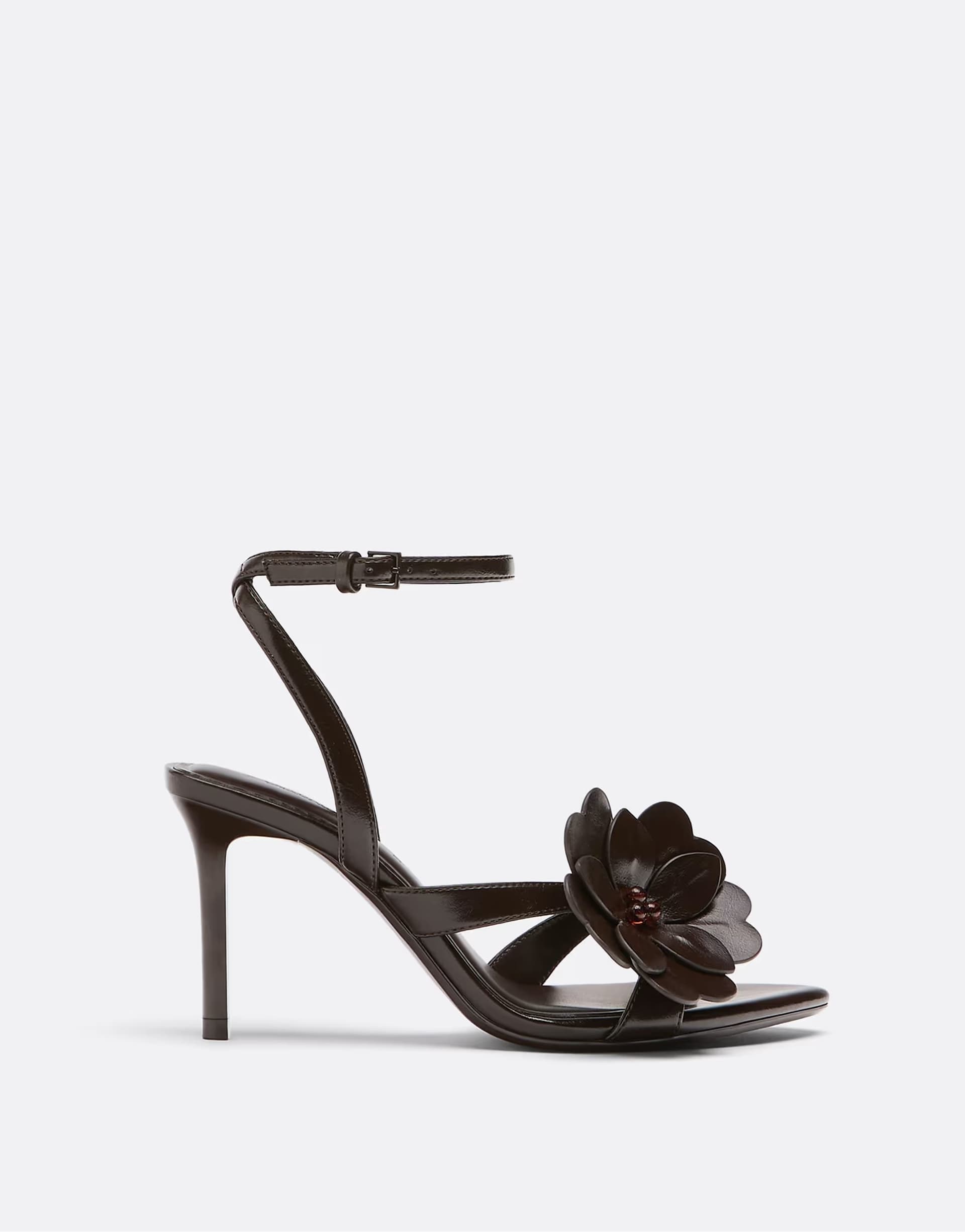 ASOS Stradivarius Heeled flower sandals in brown