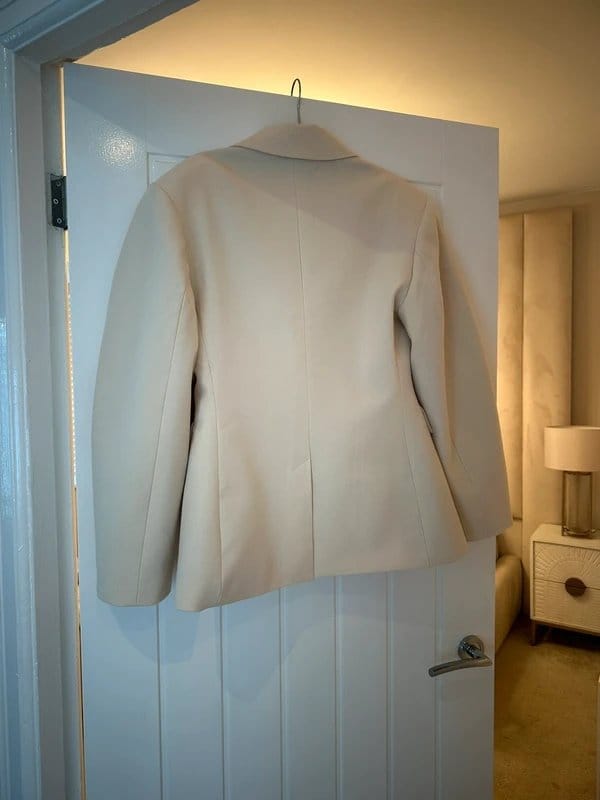 ASOS Cream Double Breasted Tailored Blazer