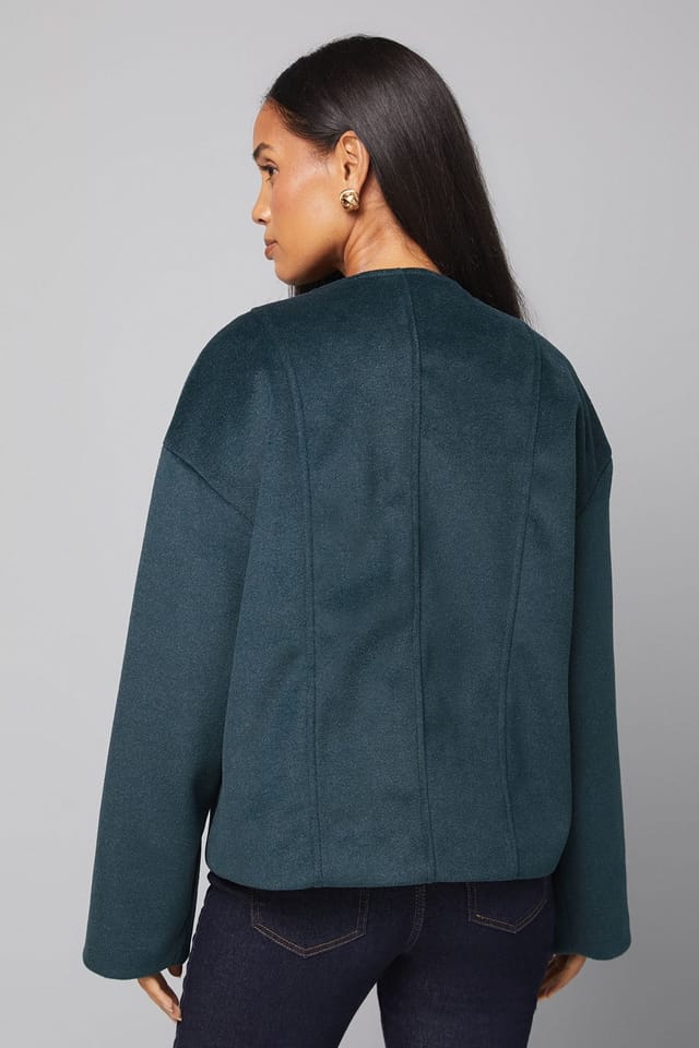 Wallis Wallis Women's Short One Button Jacket in Green - 3